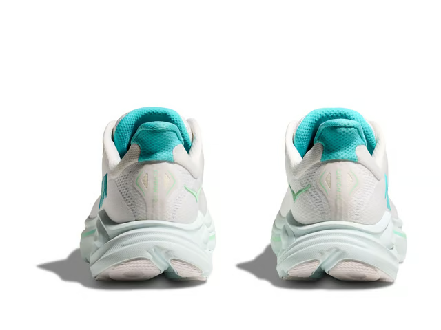 Hoka Clifton 10 Running Shoes - White With Teal Accents