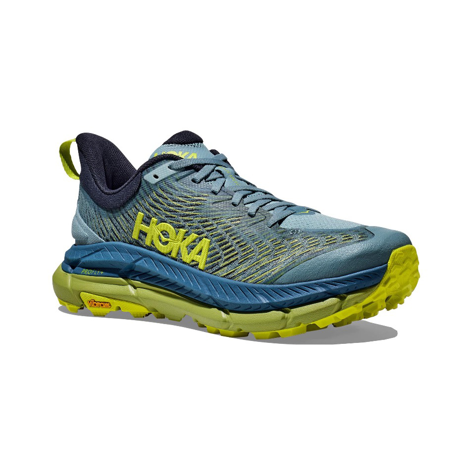 Hoka Mafate Speed 4 Trail Running Shoes - Blue And Lime Green