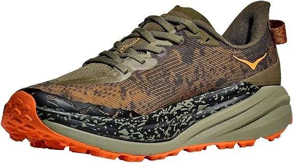Hoka Speedgoat 6 Trail Running Shoes - Olive And Orange